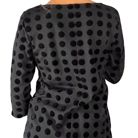 ANN TAYLOR Black Velvet Polka‎ Dot V-Neck Blouse w/ 3/4 Sleeve - Picture 2 of 3